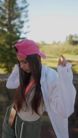 teenage girl in casual summer outfit