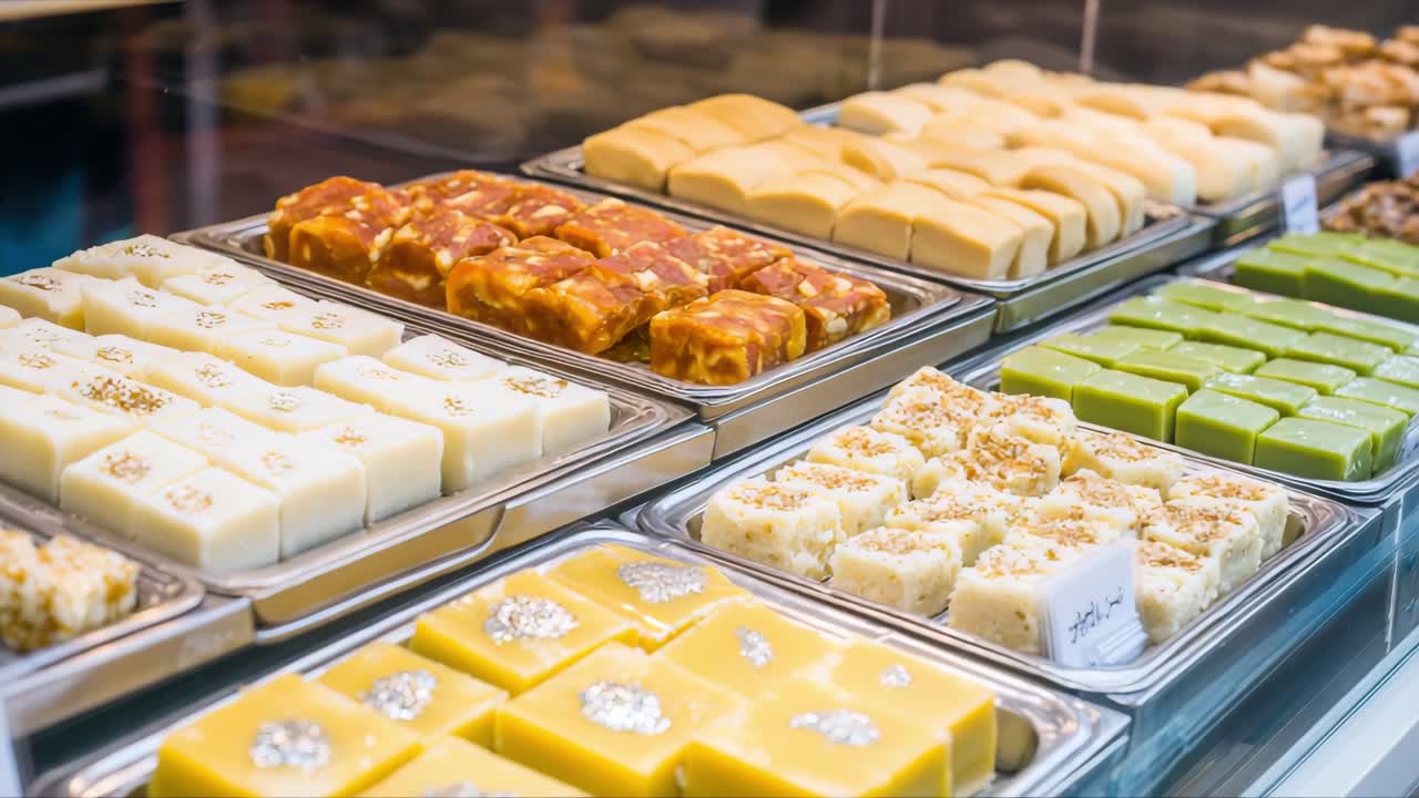 Assorted Indian Sweets in Display Case