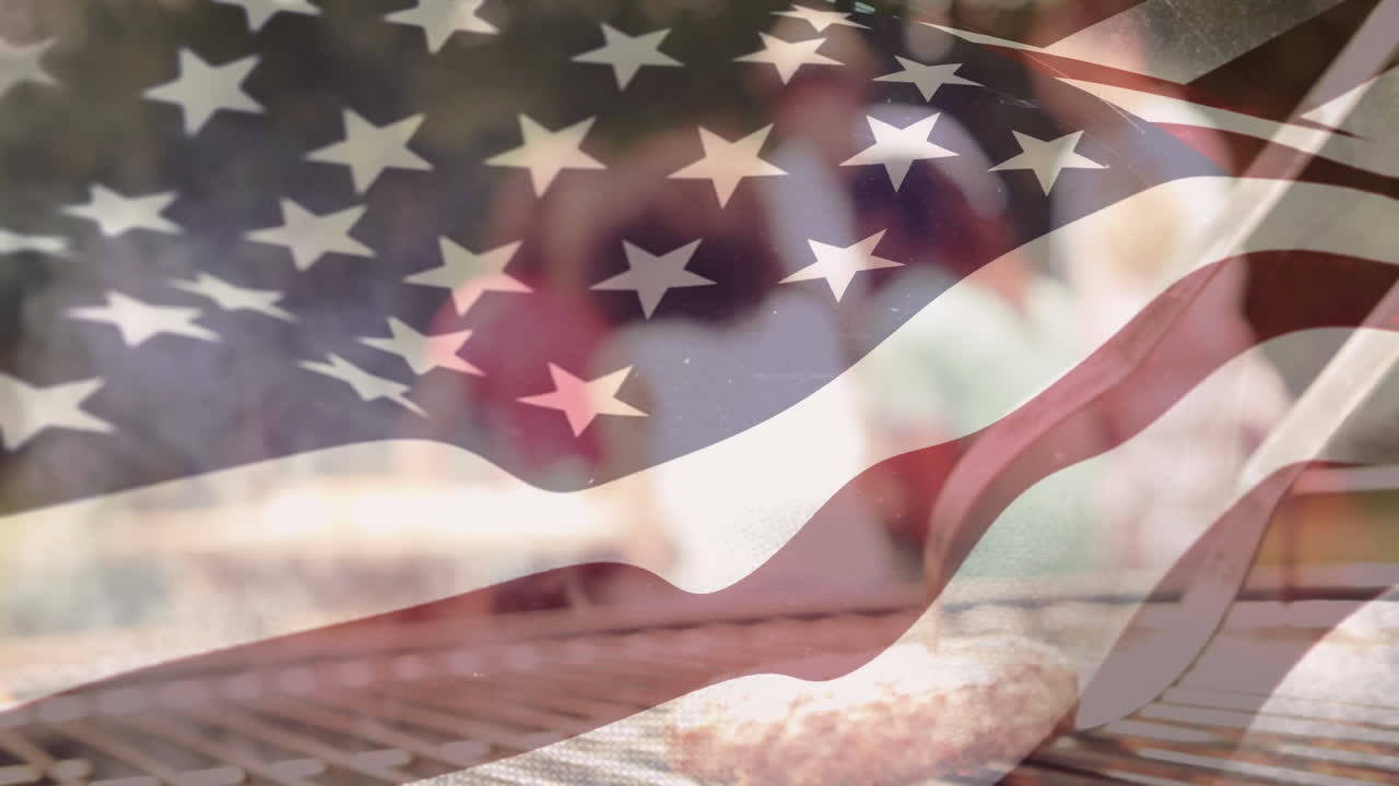 barbacoa de la familia estadounidense