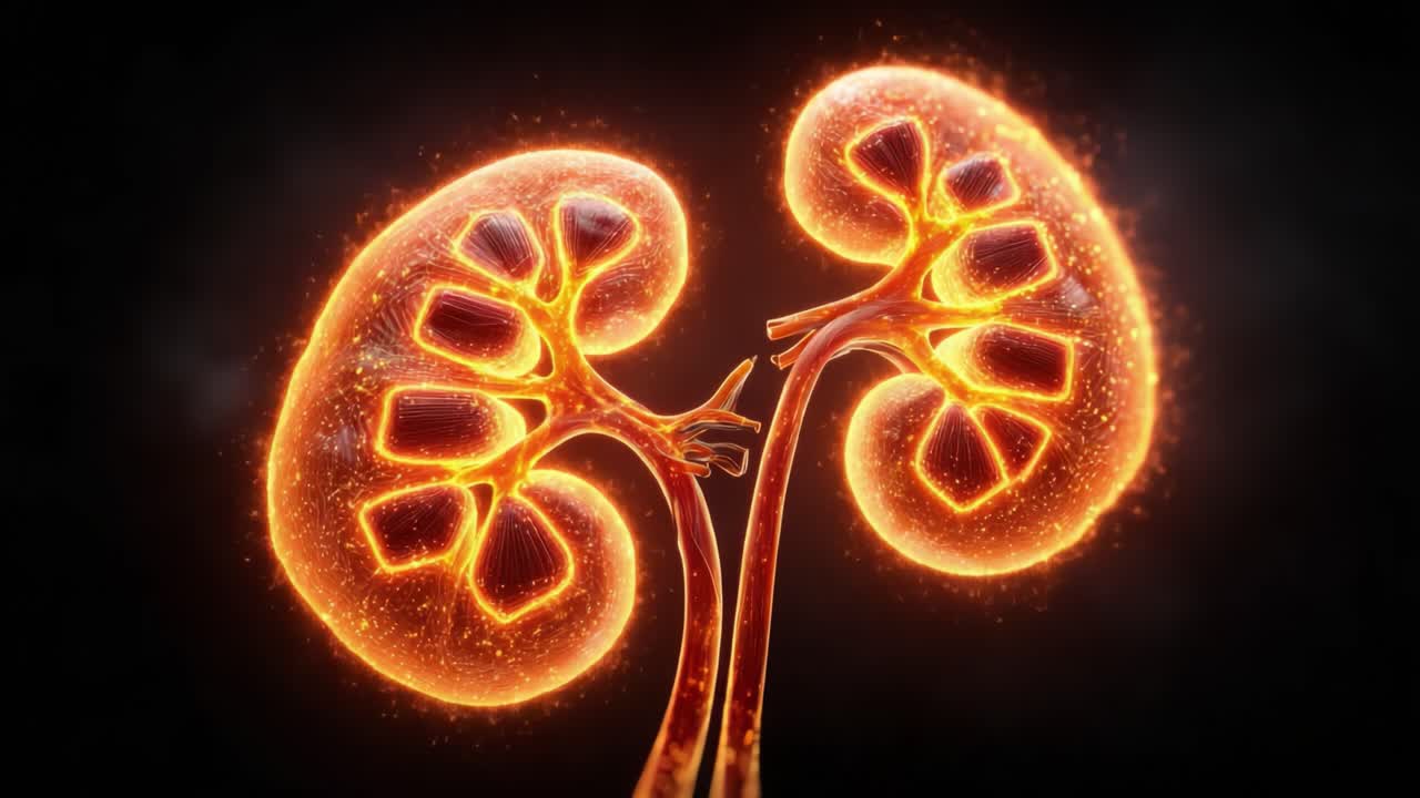 A Captivating Visualization of Human Kidneys Radiating Vibrant Energy, Highlighting the Intricate Structures and Functions Essential for Bodily Homeostasis and Health