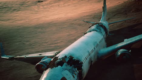 avión aplastado abandonado en el desierto