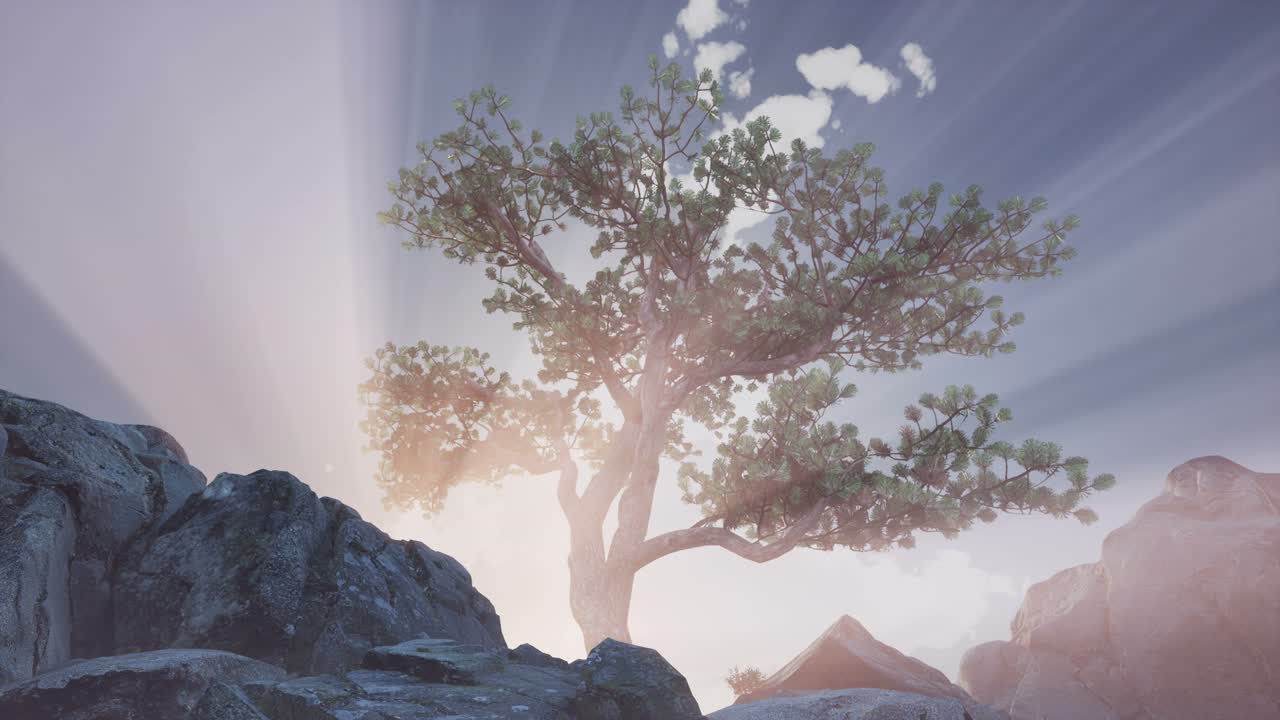 나무들을 가로지르는  ⁇ 빛