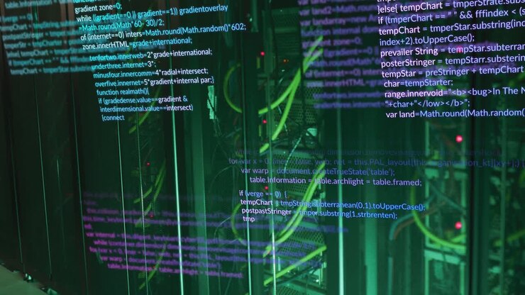 Animation of data processing against computer server room