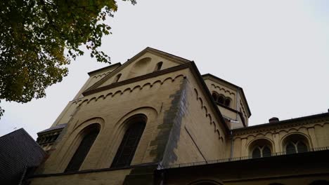 creative tracking shot on an old sandstone building old church in cologne