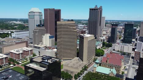 Columbus-Ohio-downtown,-skyline-viewed-from-the-south