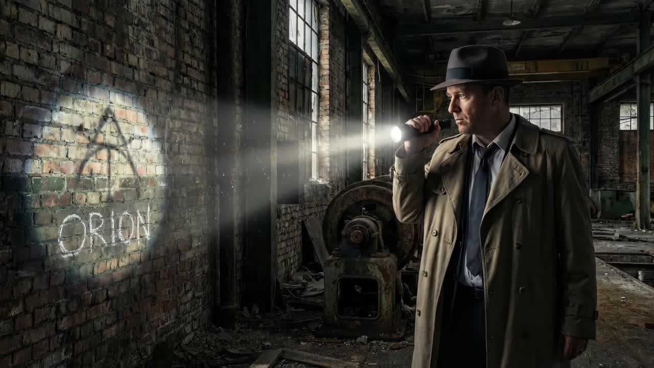 A detective investigating an abandoned factory