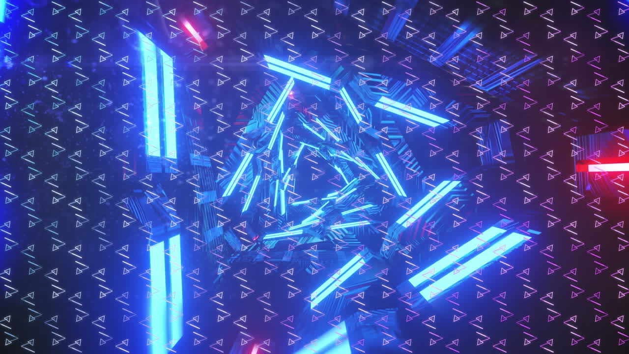 Animation of shapes over digital tunnel