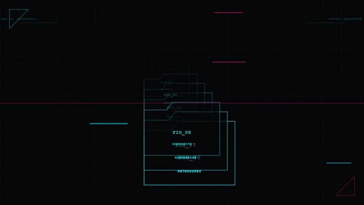 Futuristic Digital Data Interface with Scrolling Hexadecimal Code