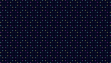 Vibrant-grid-of-blue,-purple,-and-green-dots