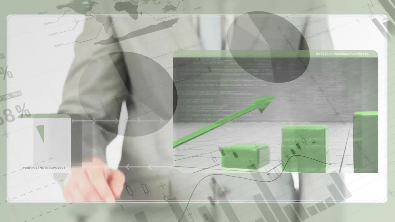 미래의 스크린을 스와이프하는 사업가