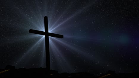 cross-and-optical-flare-rays-with-star-background-at-night