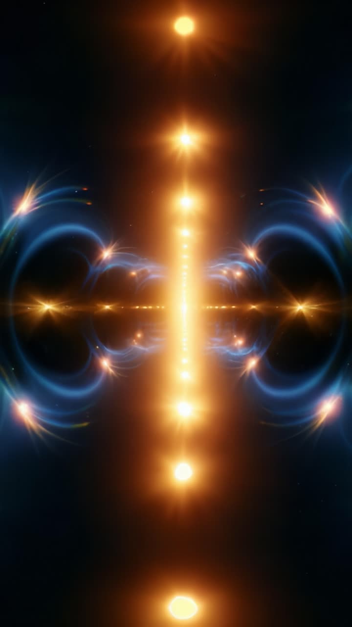 Symmetriske mønstre i et kosmisk skær: En rejse gennem strålende lys og flydende bevægelser indfanget i fantastiske visuelle elementer af dynamisk elektrisk energi