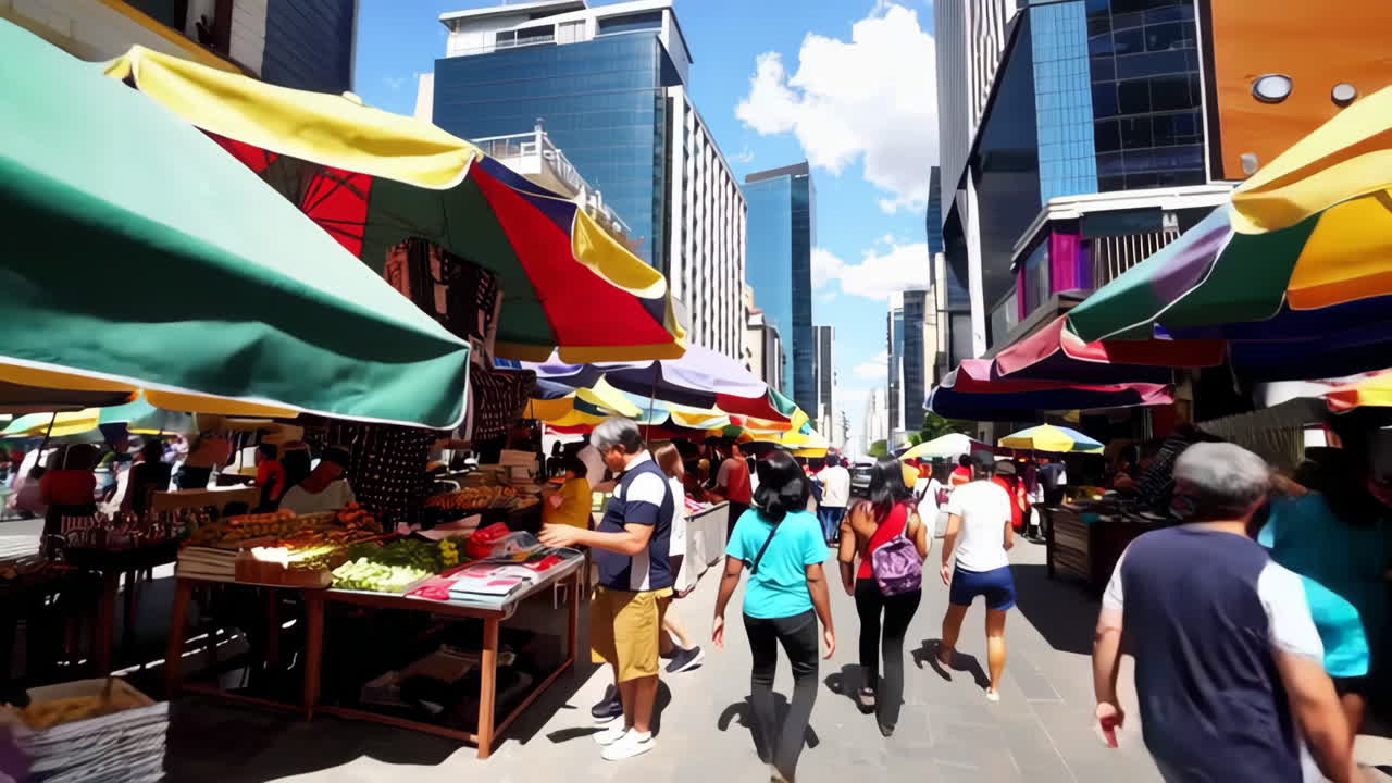 Street Market in a Modern City