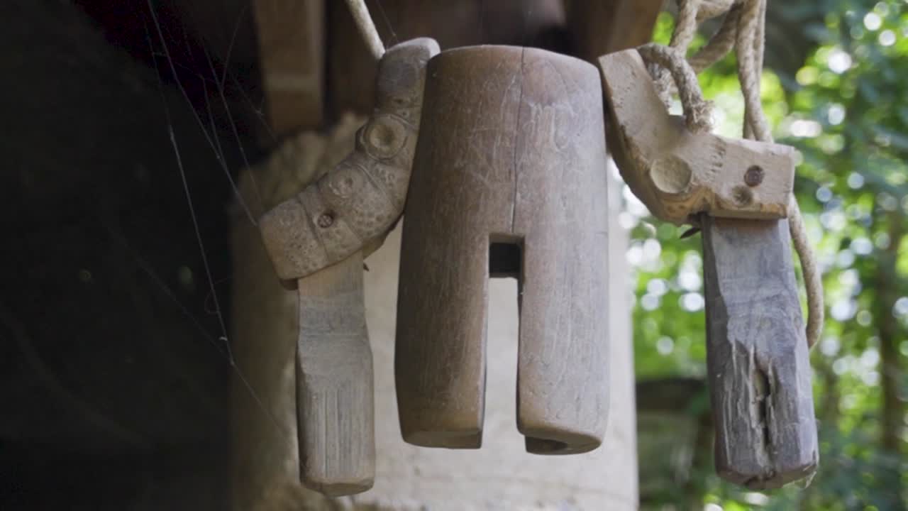 Handheld shot of ornament in Karen Hilltribe Elephant Sanctuary in Sobwin Village, Mae Wang district, Chiang Mai province in Thailand