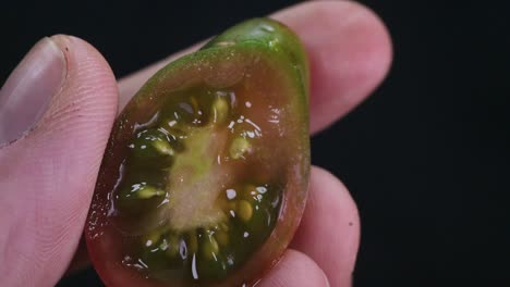 inside of a chocolate pear tomato