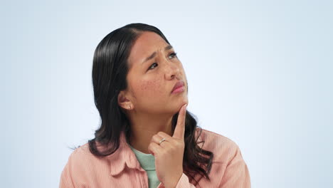 Thinking,-confused-and-woman-in-studio