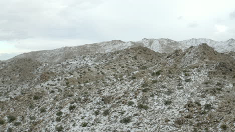 flight over joshua tree california with snow on the ground