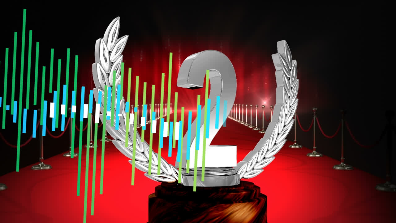 animación de procesamiento de datos sobre el número dos y alfombra roja