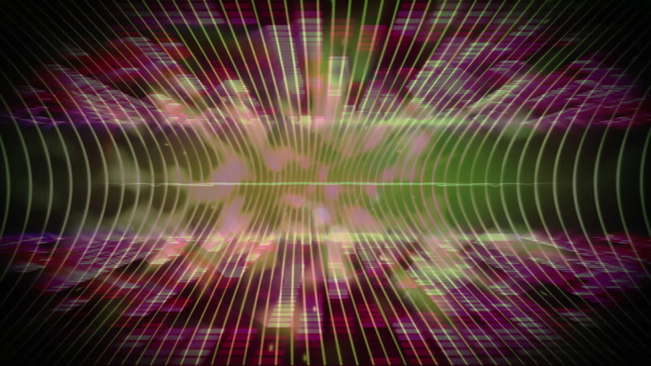 animazione di punti luminosi e tracce di luce con equalizzatore di musica grafica in movimento