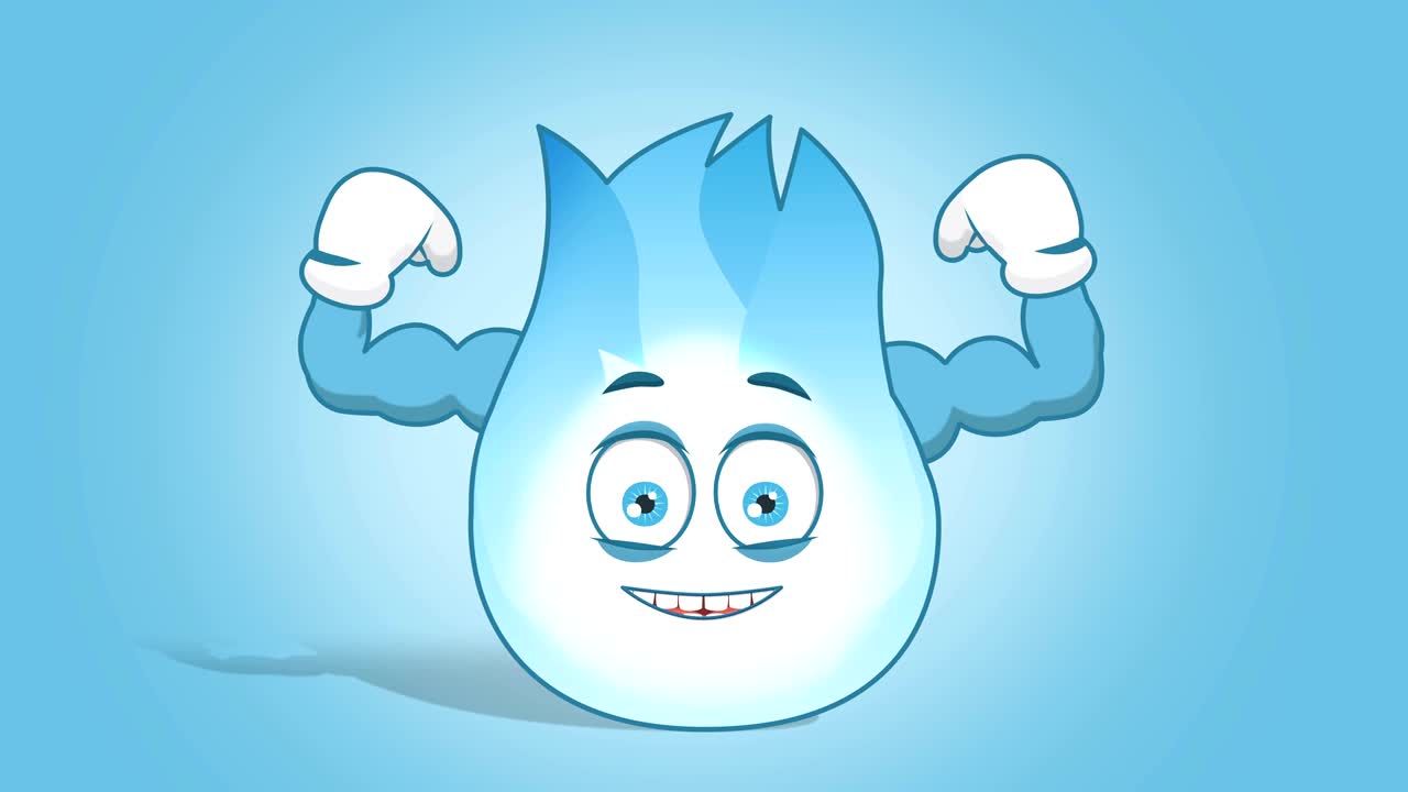 Cartoon Gas Flame Power Muscle with Face Animation Alpha Matte