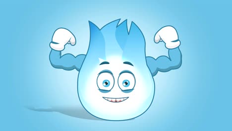 dibujos animados gas flame power músculo con animación facial alfa mate