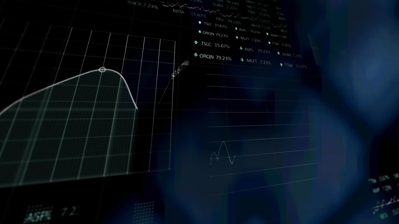Animation of financial data processing on screen