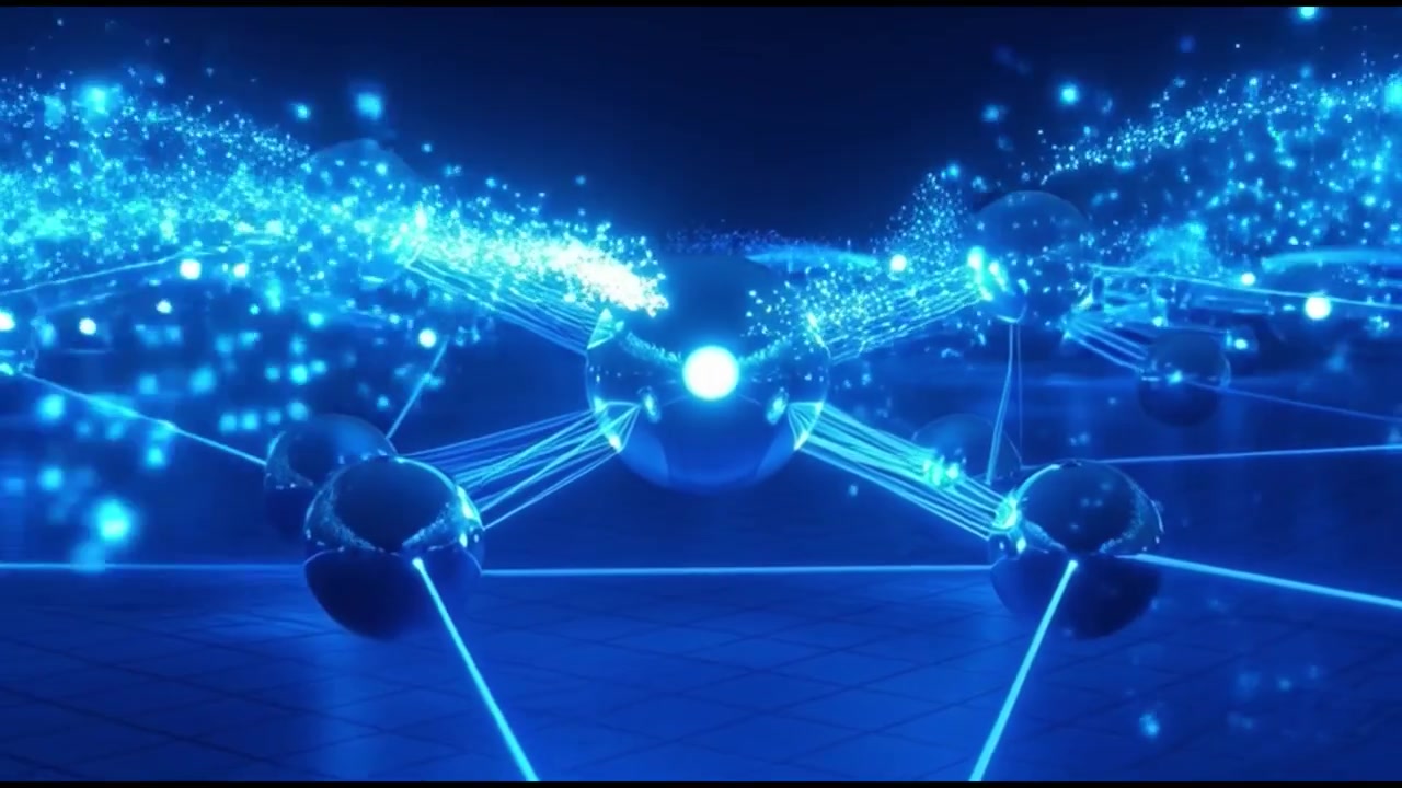Abstract Digital Network Connection with Glowing Blue Spheres