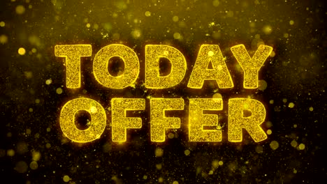 today offer text on golden glitter shine particles animation.
