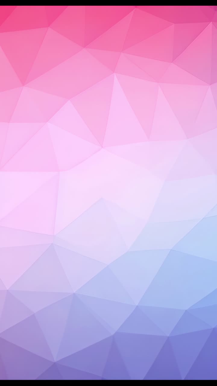 Vertical video: Displaying digital polygonal gradient transitioning from pink into blue on display