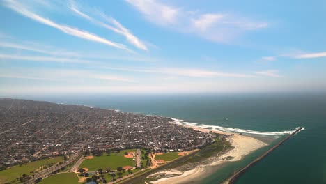 ocean beach neighborhood from mission bay in summer in san diego, california, usa