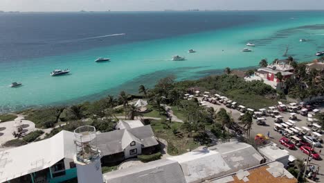 aerial of lighthouse on isla mujeres, mexico