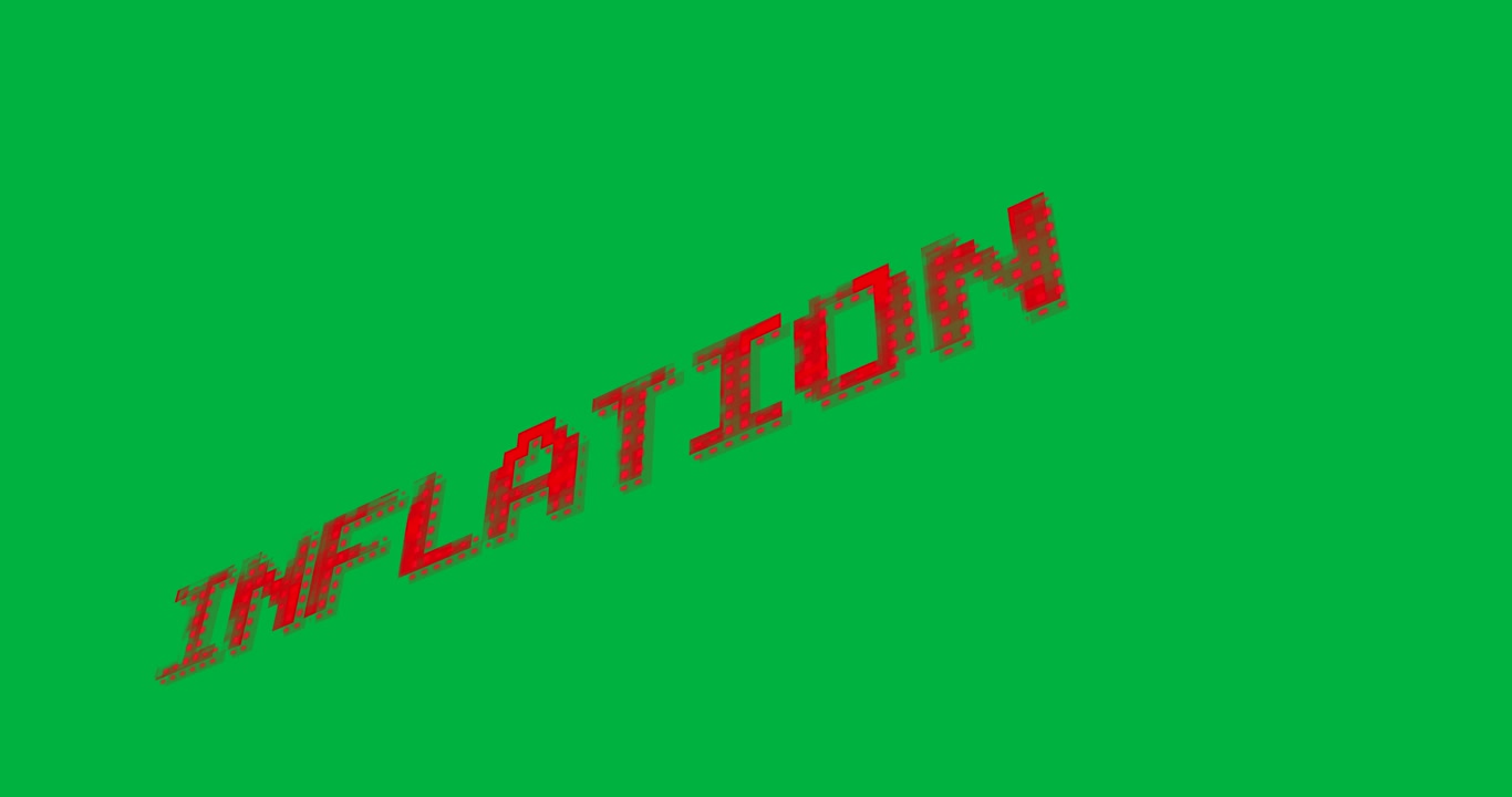 Animation of inflation text on transparent background