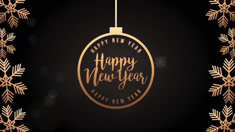 happy new year animation with ball hanging