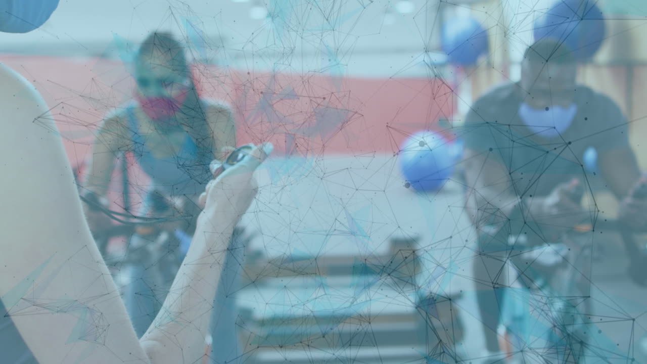 다양한 그룹에서 얼굴 마스크를 착용하는 연결망의 애니메이션