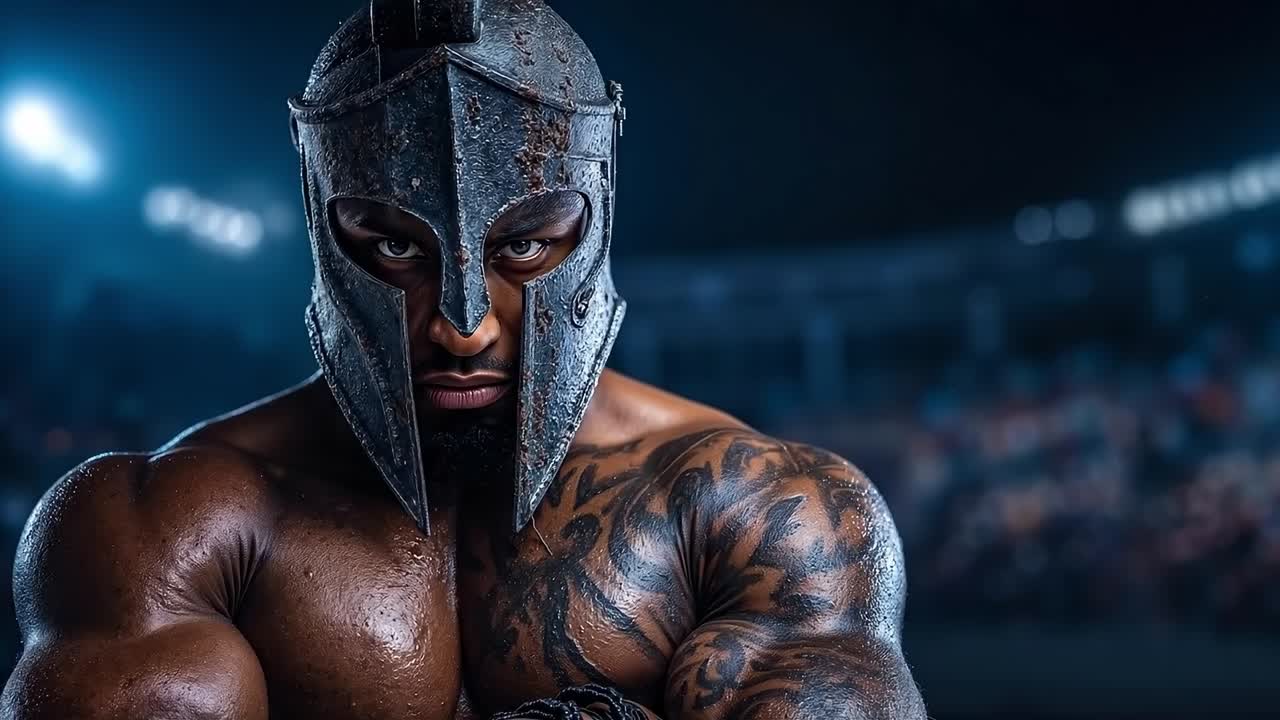 A man with a mask on his face in a wrestling match