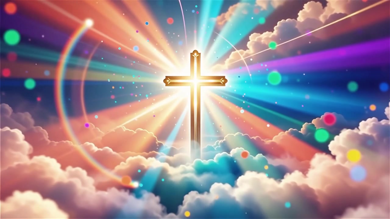 Christian Cross Heavenly Light Worship Background