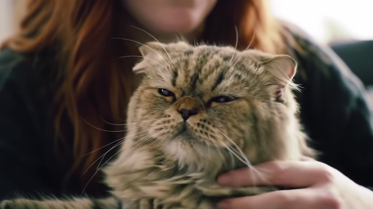 A Heartwarming Moment of Companionship: A Person Gently Cuddles and Interacts with Their Adorable Cat, Capturing the Joy of Pet Ownership and Bonding in Two Frames