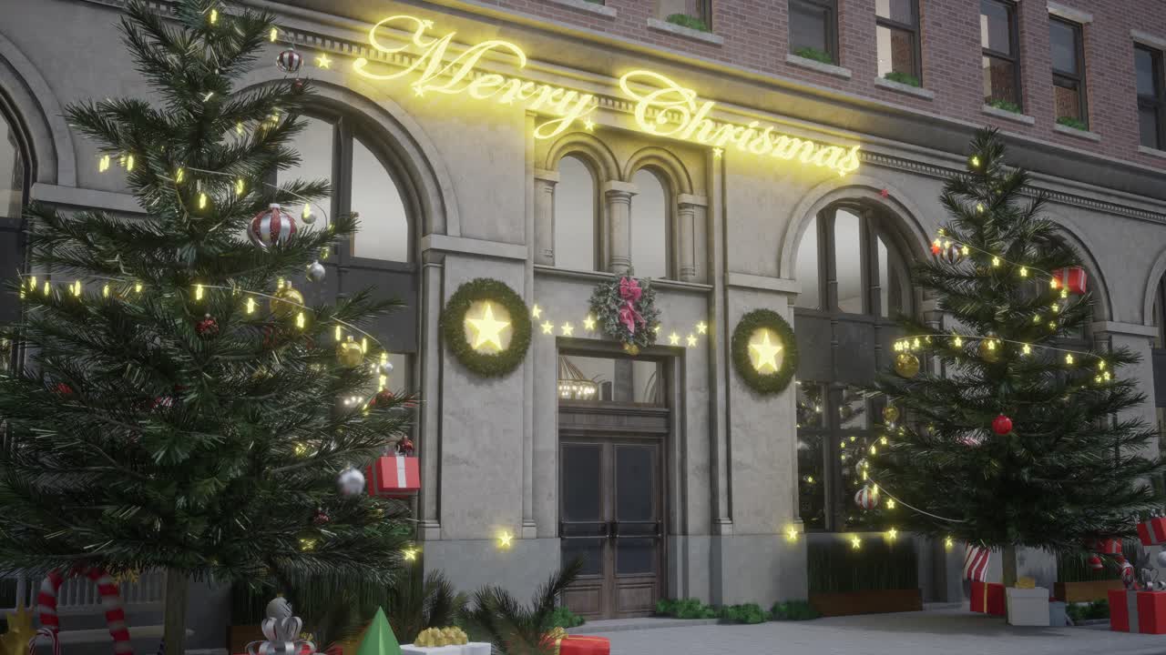 크리스마스 장식 된 건물