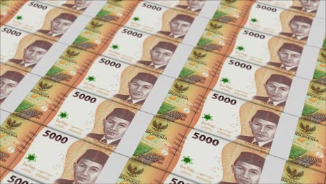 Impresión-De-Billetes-De-5000-Rupias-Indonesias-Mediante-Una-Prensa-De-Dinero