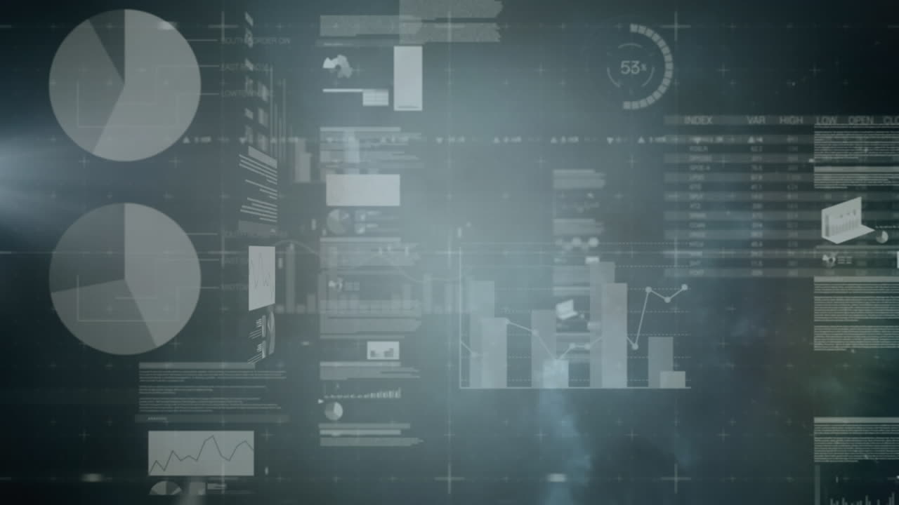 animación del procesamiento de estadísticas sobre nubes y cielo