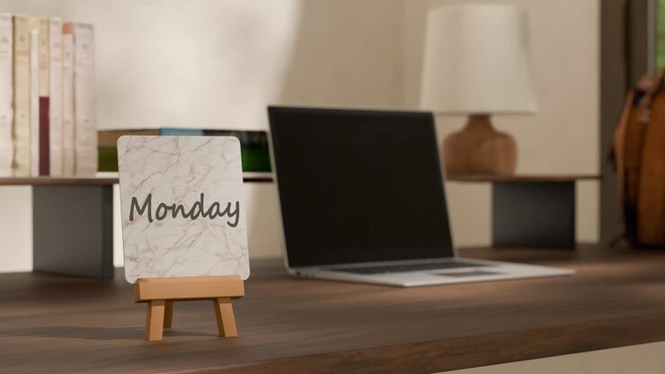 calendario en el escritorio que muestra el lunes