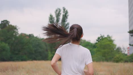 woman running in a park