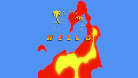 animated text hello summer with sun rays 3