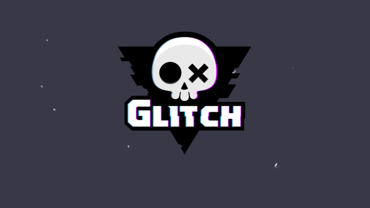 Revelação de Logotipo Animada com Glitch e Ícone de Caveira