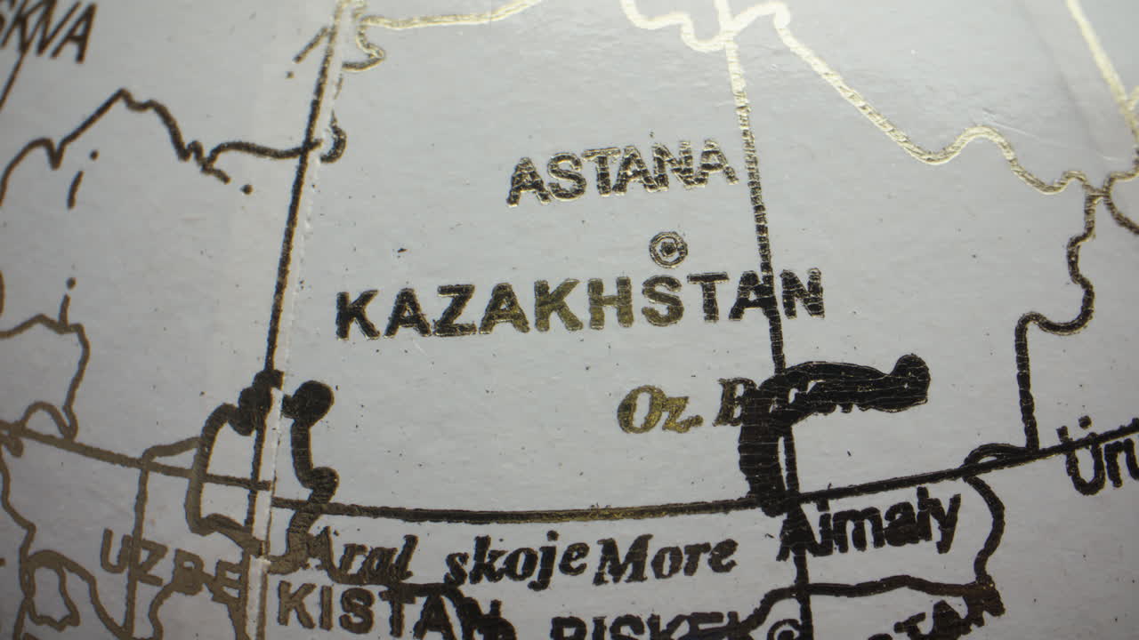 Globe view of Kazakhstan and surrounding regions