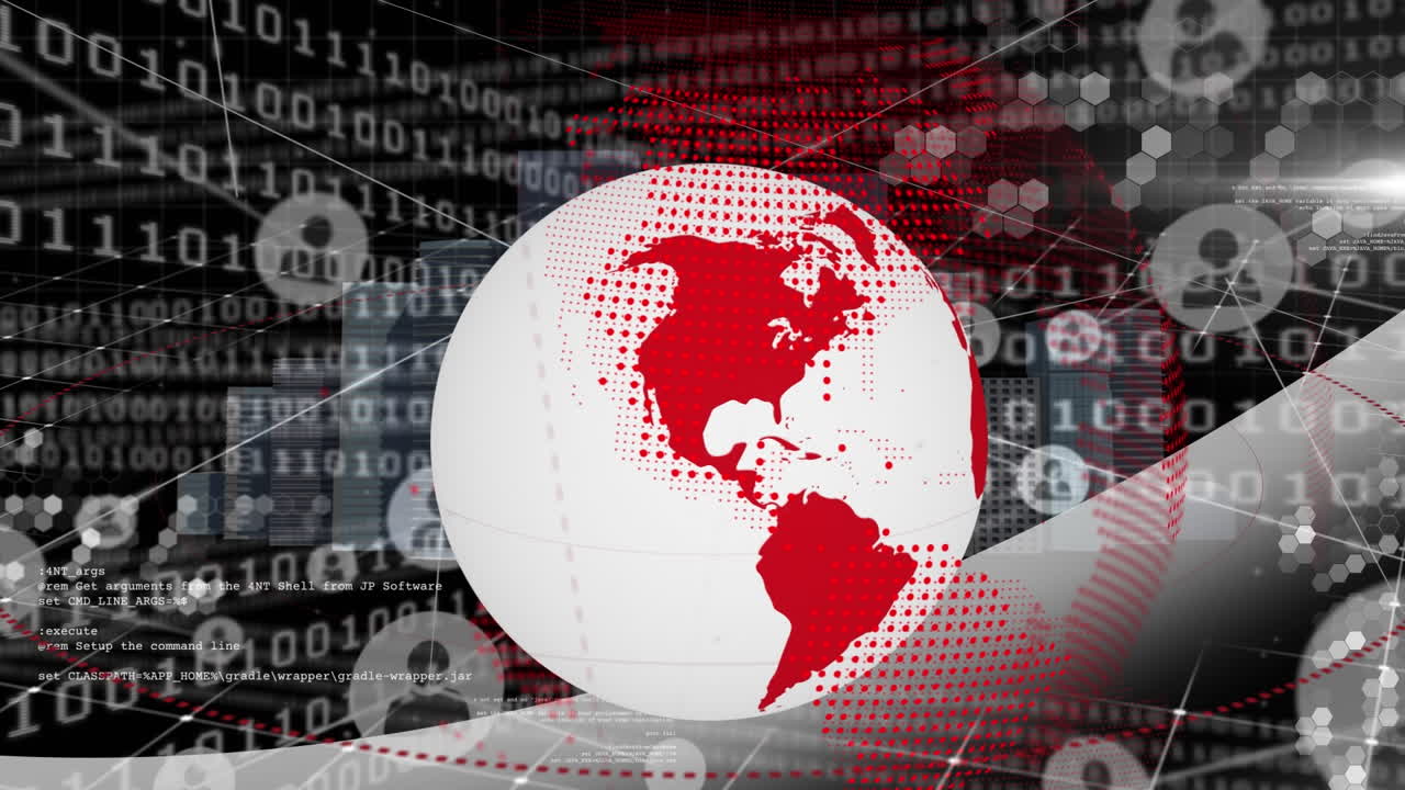 animación del mundo sobre el procesamiento de datos y la red de conexiones