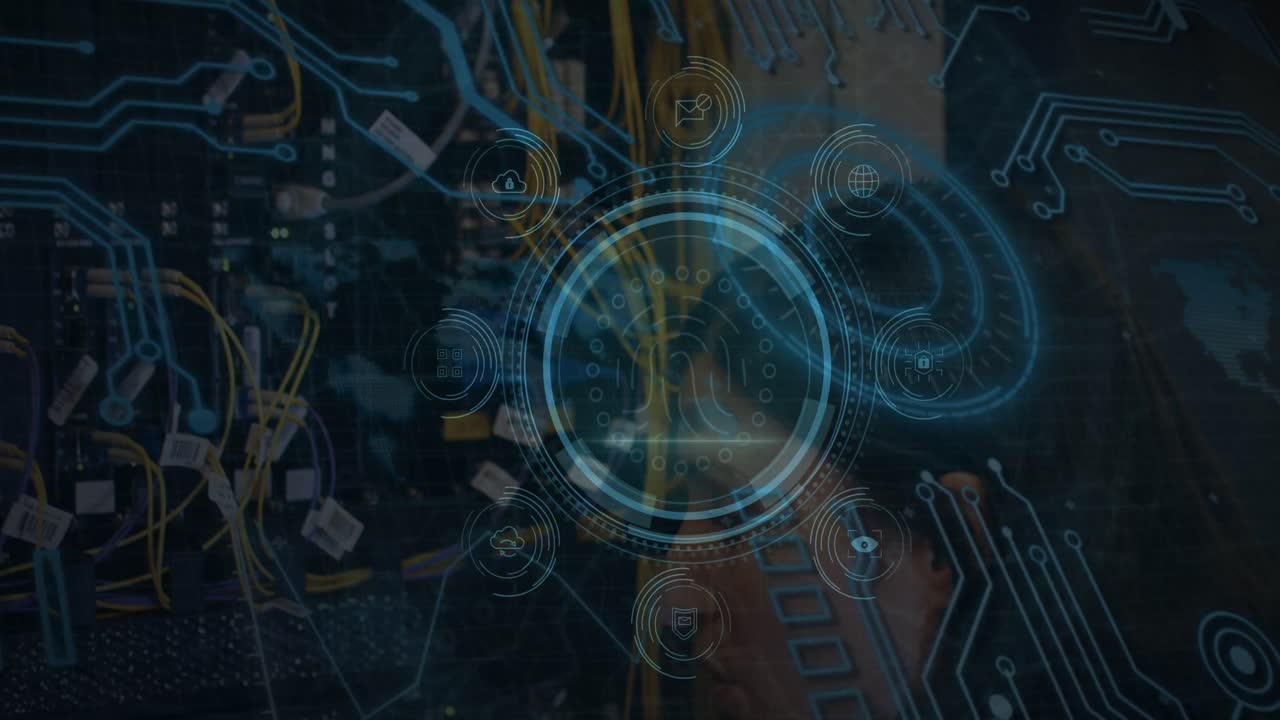 animación del procesamiento de datos a través de una red de conexiones