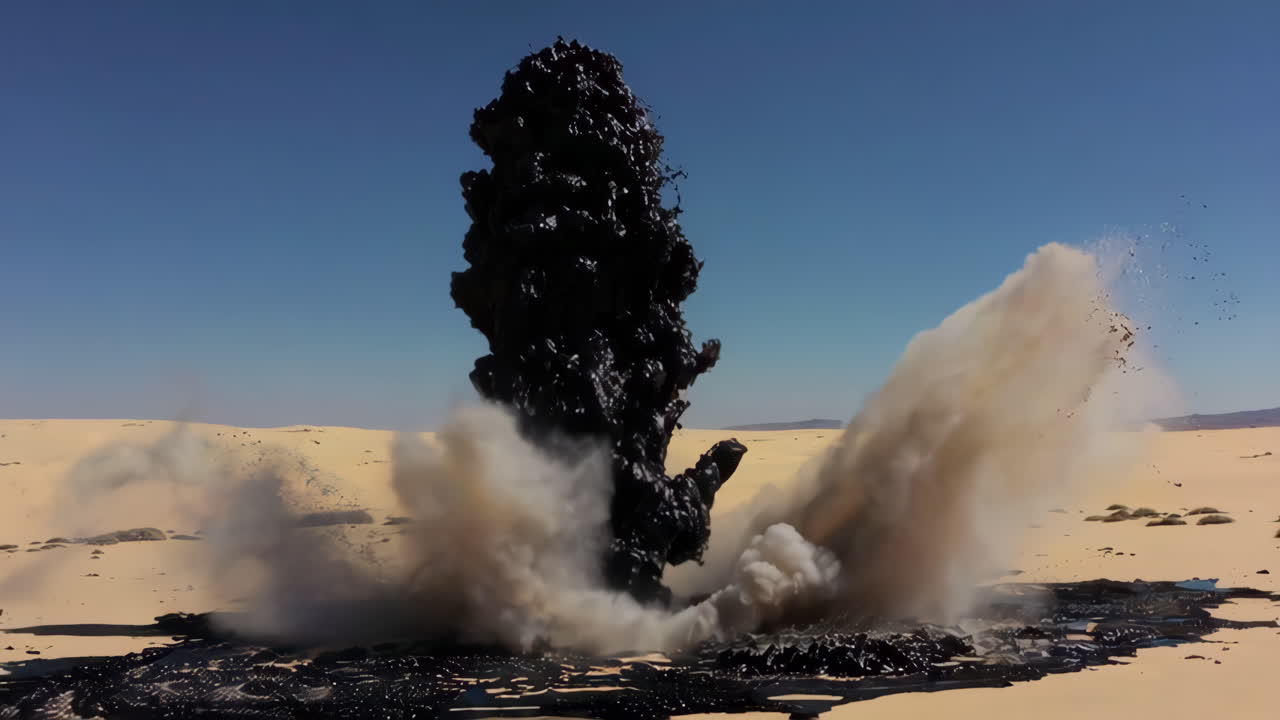 erupción explosiva en un paisaje desértico