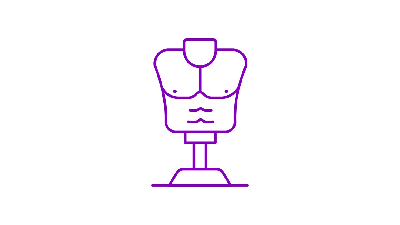 Animated Line Drawing of a Muscular Male Torso Mannequin