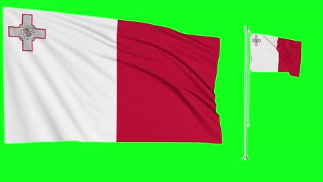 pantalla verde ondeando la bandera o el asta de la bandera de malta